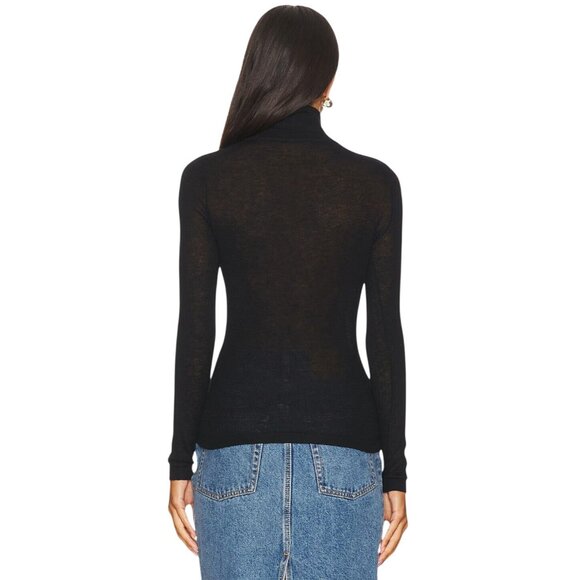 Autumn Cashmere Second Skin Sheer Mock Sweater in Black Medium New Knit Top - Picture 2 of 13